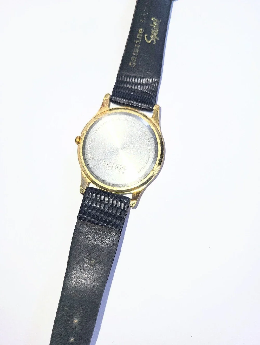 1990's Vintage Disney Mickey Mouse Lorus Watch Iridescent Blue Pearl Disneyana